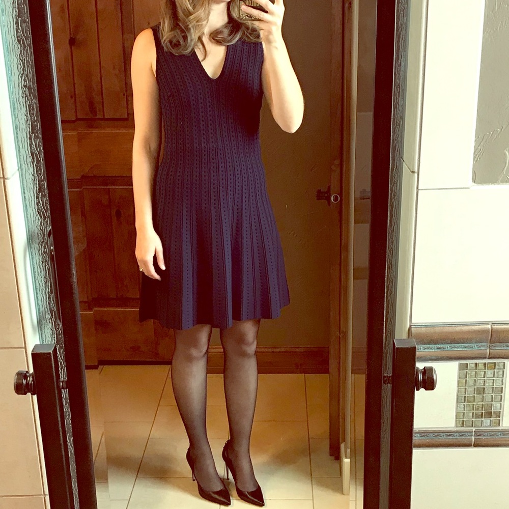 Kate Spade Navy Textured Fit and Flare Dress